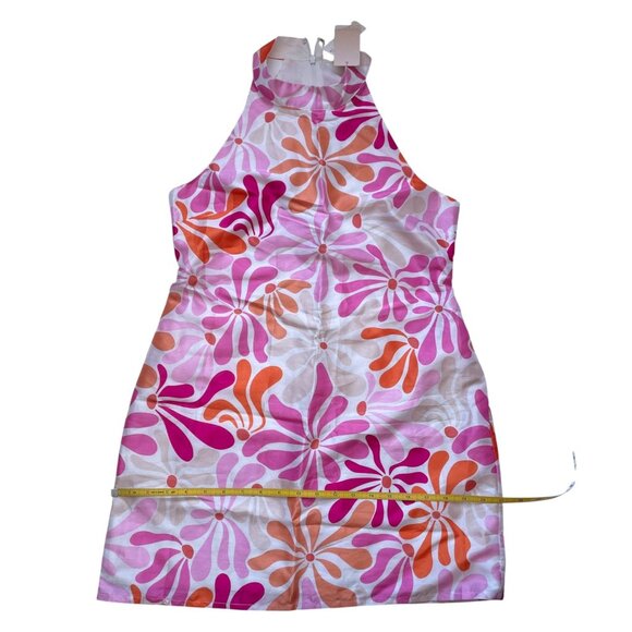 NWT Anthropologie Hutch Jones Halter Mini Dress | Mod Retro Pink Orange Floral | - Picture 7 of 9